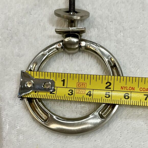 2- VTG Drop Ring Knobs Pulls Dresser End Table Single Hole Polished Silver Ridge - Picture 6 of 7